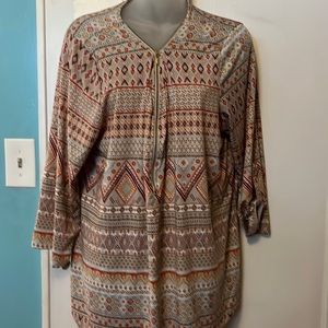 Robert Louis Beige Multi Color Woman’s Top XL